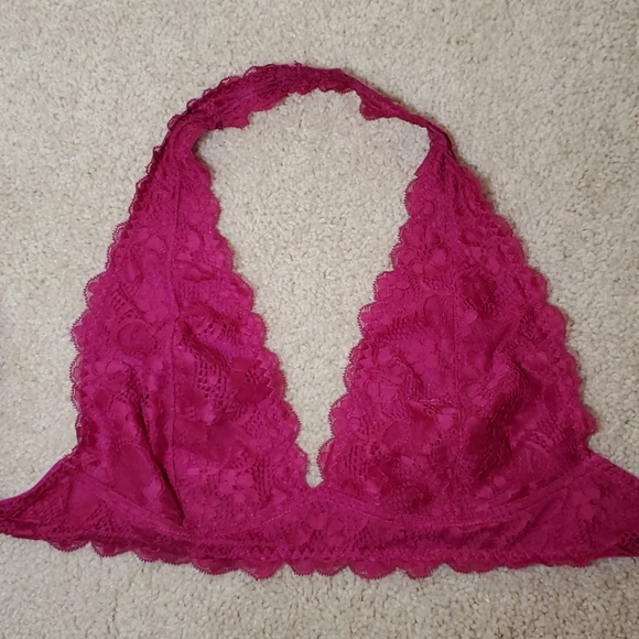 Bright Pink Lace Halter Bralette - Picture 1 of 6